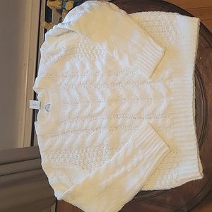 NWT white blue rain sweater